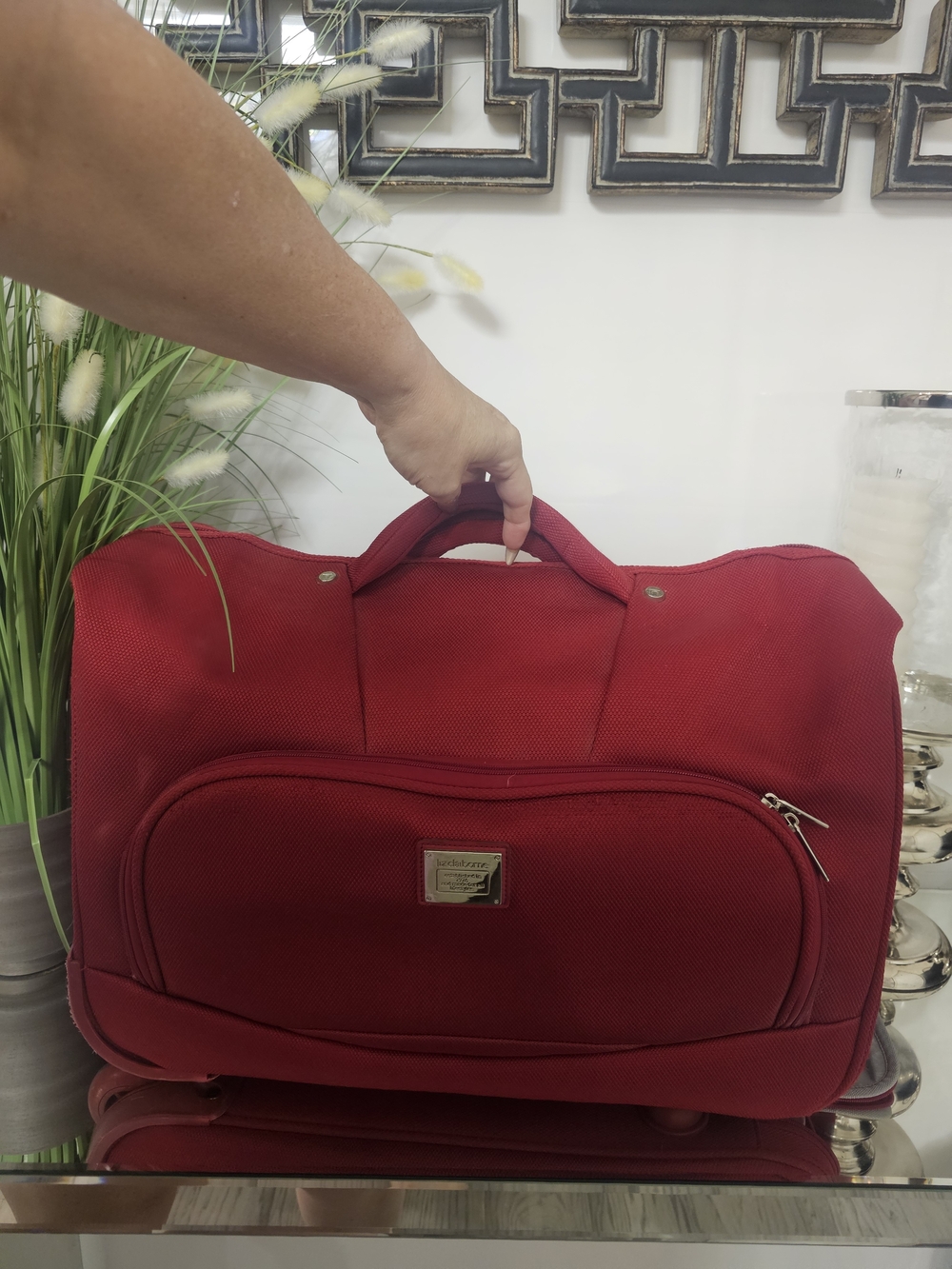 Liz Claiborne Red Travel Duffel with Branded Zippers